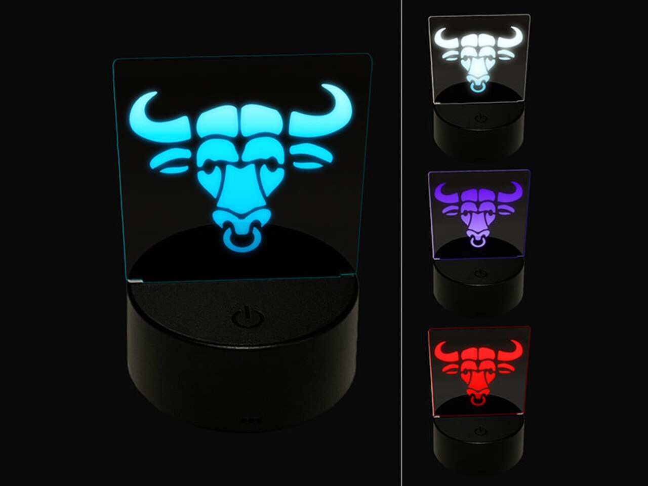 Water Buffalo Ox with Nose Ring 3D Illusion LED Night Light Sign Nightstand Desk Lamp
